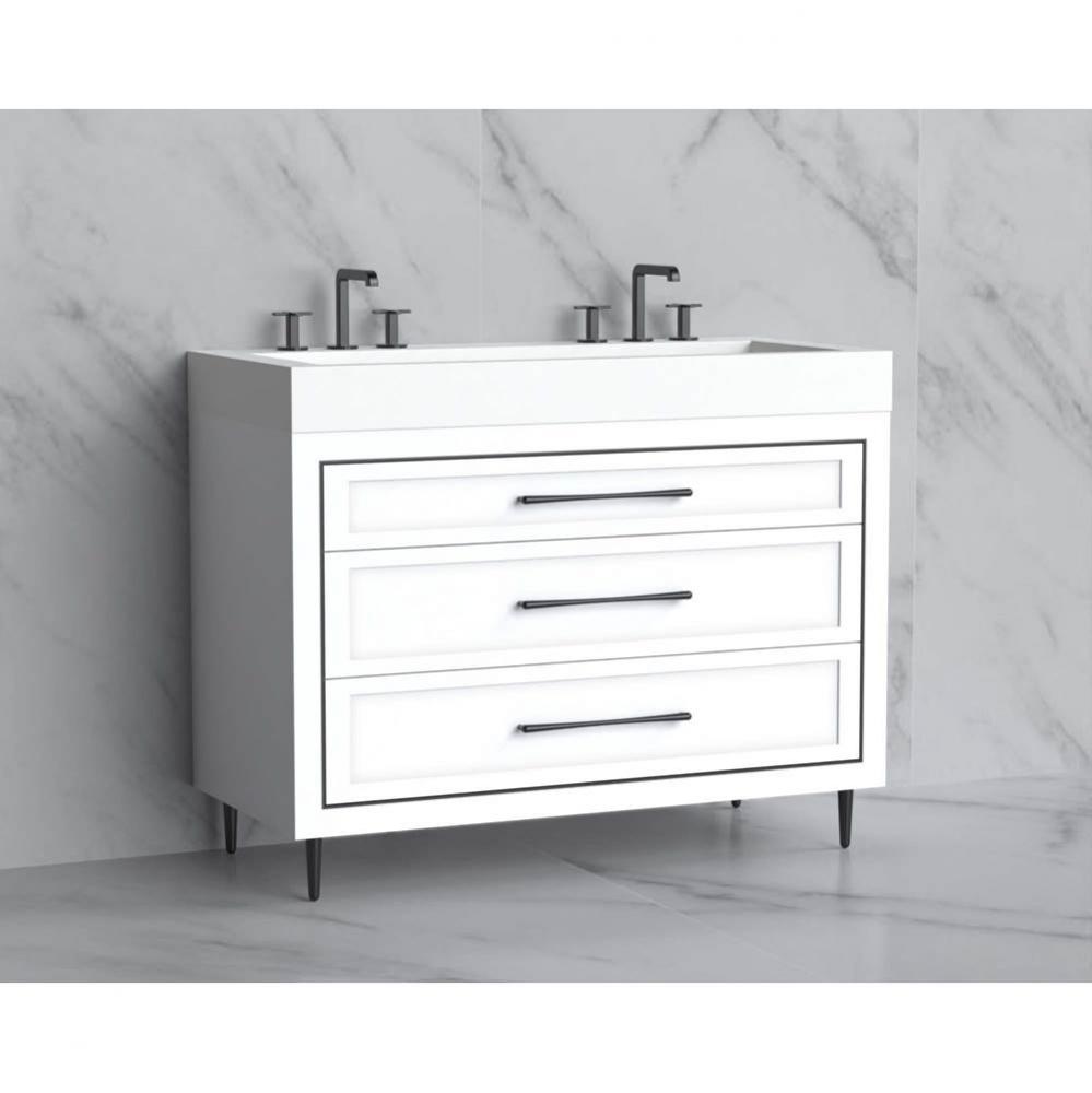 Madeli Vision 48D'' Free standing Vanity Cabinet in White/HW: Handles/Feet Polished Chro