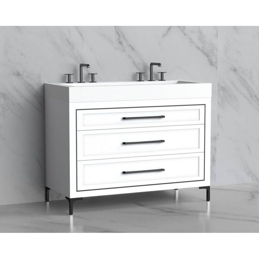 Madeli Vision 48D'' Free standing Vanity Cabinet in White/HW: Handles/Feet Satin Brass(S