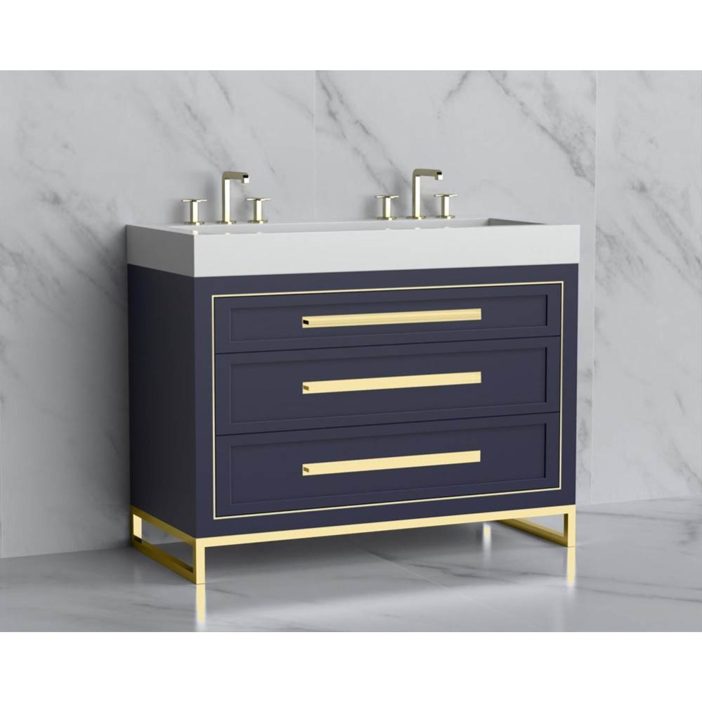 Vision 48D'' Free standing Vanity Cabinet in Sapphire/HW: Handles/Feet Polished Chrome(P