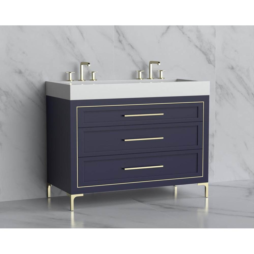 Vision 48D'' Free standing Vanity Cabinet in Sapphire/HW: Handles/Feet Polished Chrome(P