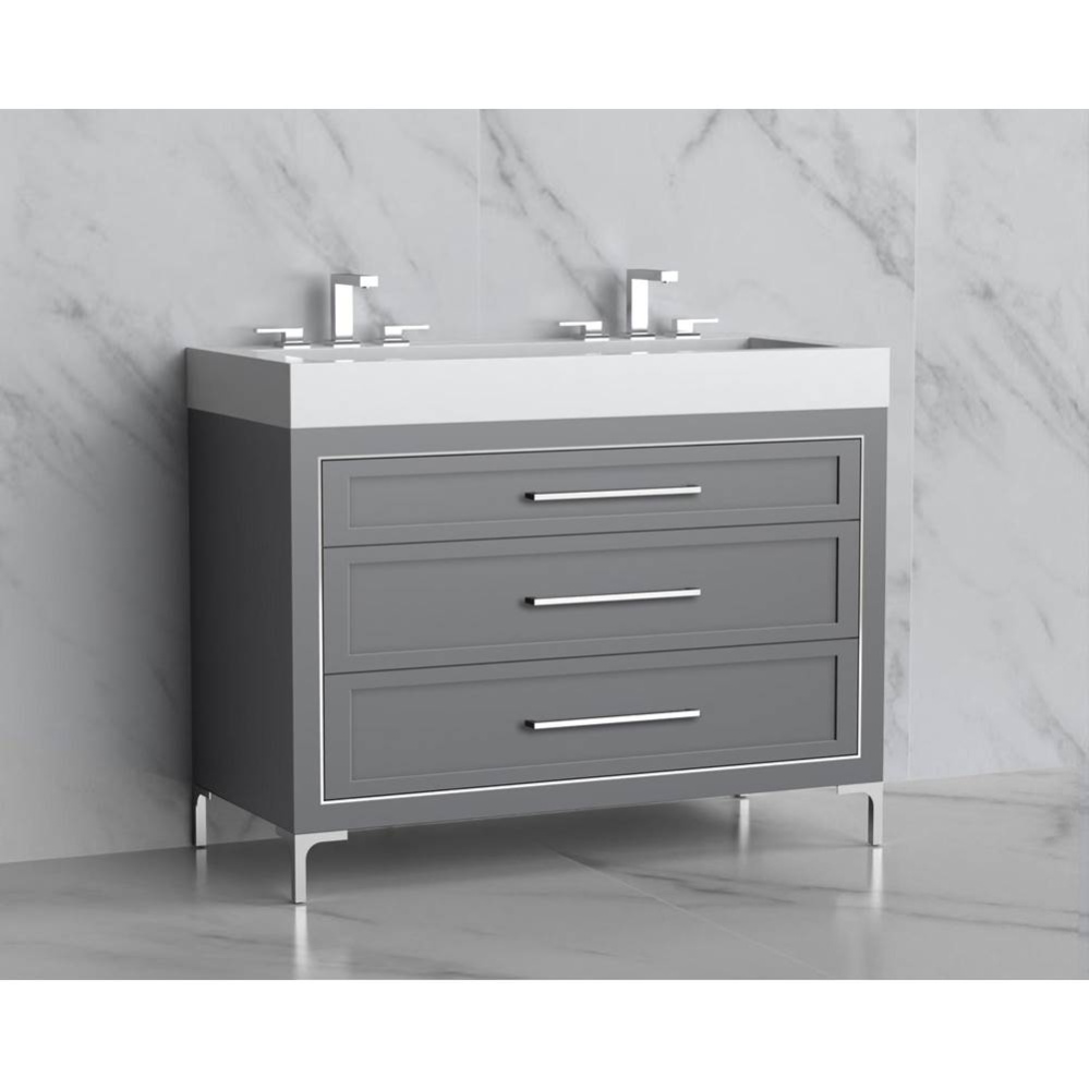 Vision 48D'' Free standing Vanity Cabinet in Studio Grey/HW: Handles/Feet Polished Chrom