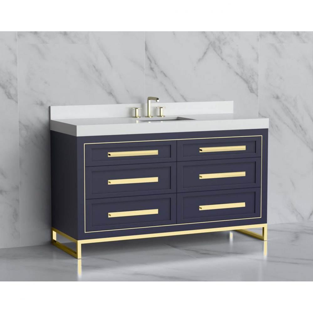 Madeli Vision 60C'' Free standing Vanity Cabinet in Sapphire/HW: Handles/Feet Polished C