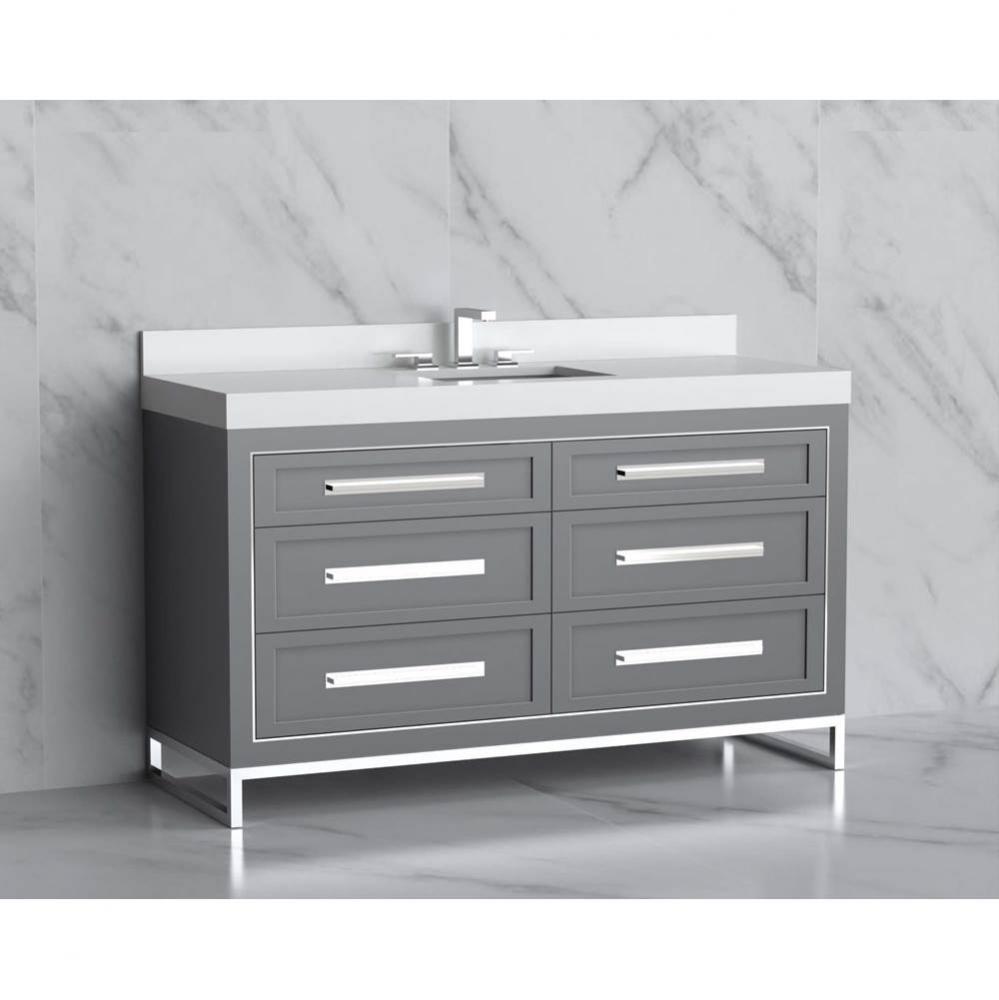 Madeli Vision 60C'' Free standing Vanity Cabinet in Studio Grey/HW: Handles/Feet Polishe