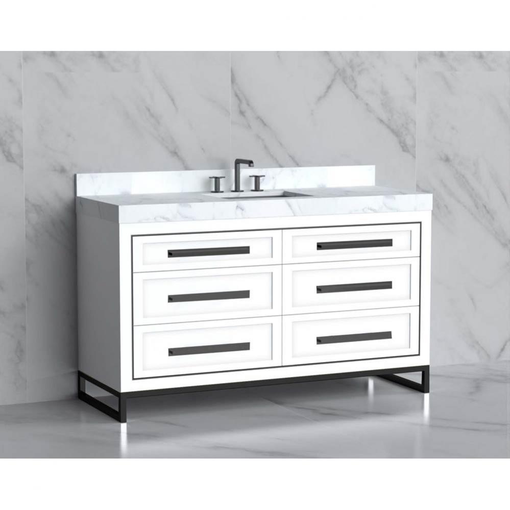 Madeli Vision 60C'' Free standing Vanity Cabinet in White/HW: Handles/Feet Satin Brass(S