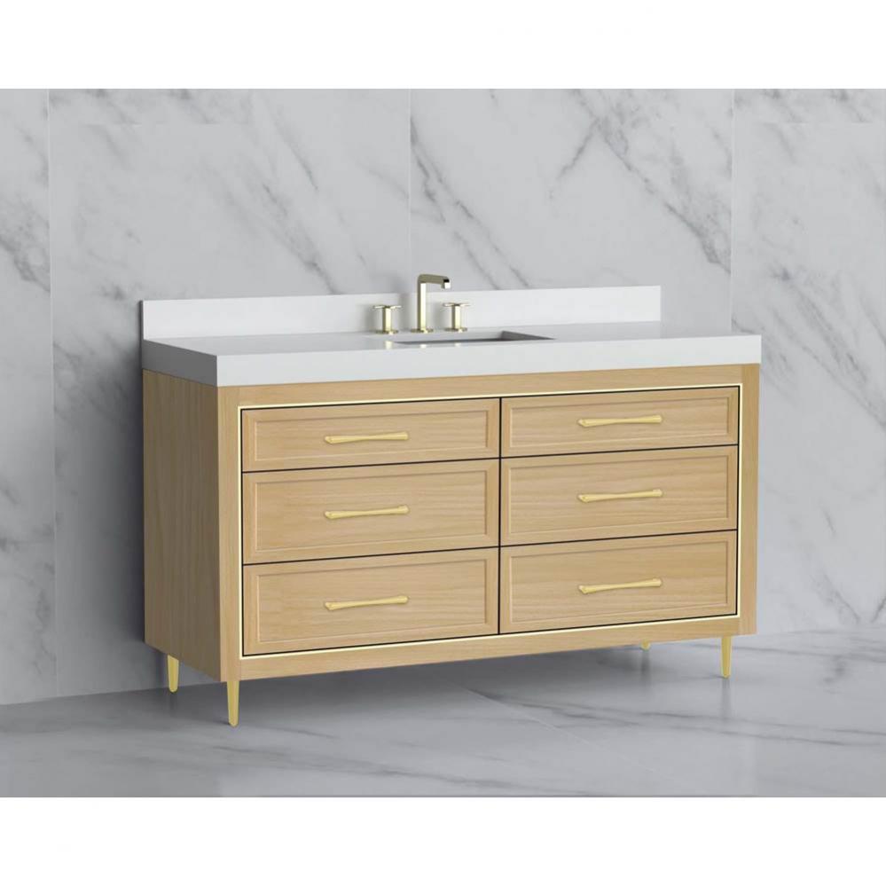 Madeli Vision 60C'' Free standing Vanity Cabinet in Natural Oak/HW: Handle & Feet Br