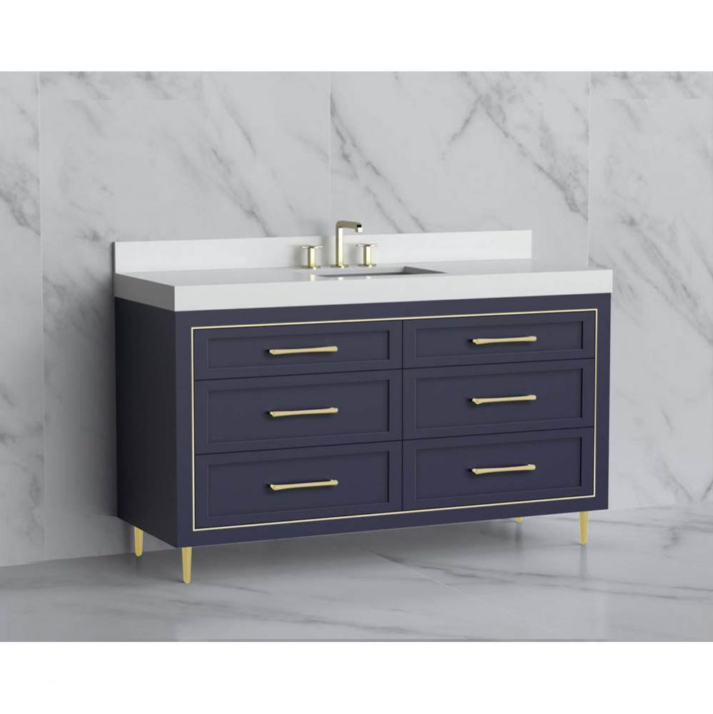 Madeli Vision 60C'' Free standing Vanity Cabinet in Sapphire/HW: Handles/Feet Polished C