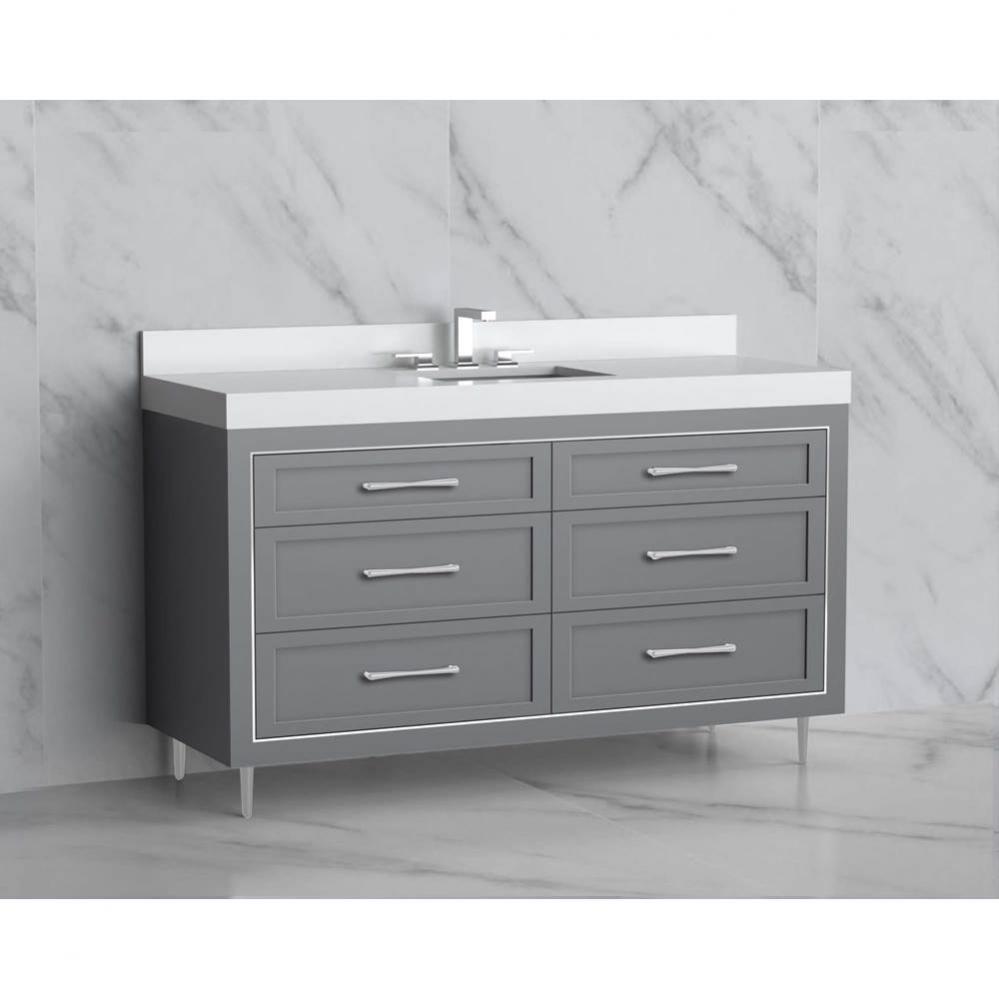 Madeli Vision 60C'' Free standing Vanity Cabinet in Studio Grey/HW: Handles/Feet Polishe