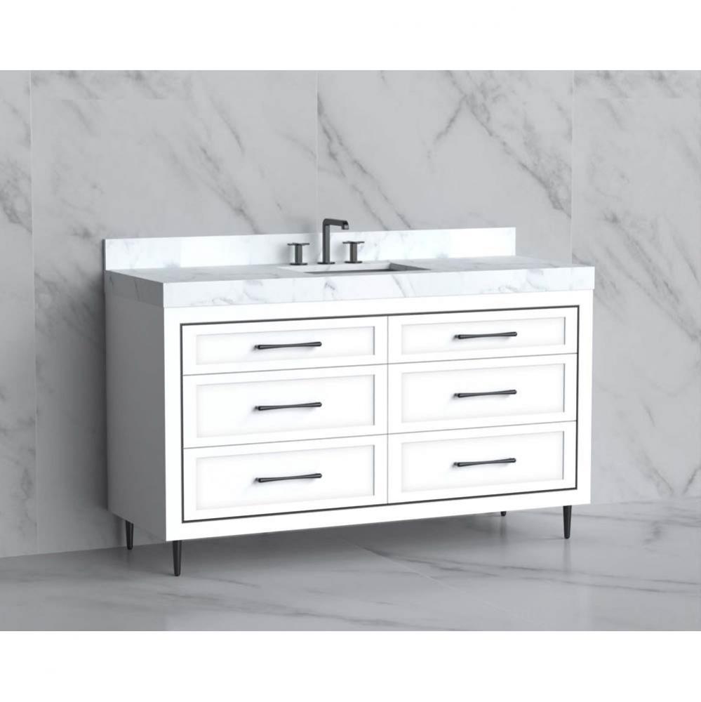 Madeli Vision 60C'' Free standing Vanity Cabinet in White/HW: Handles/Feet Matte Black(M