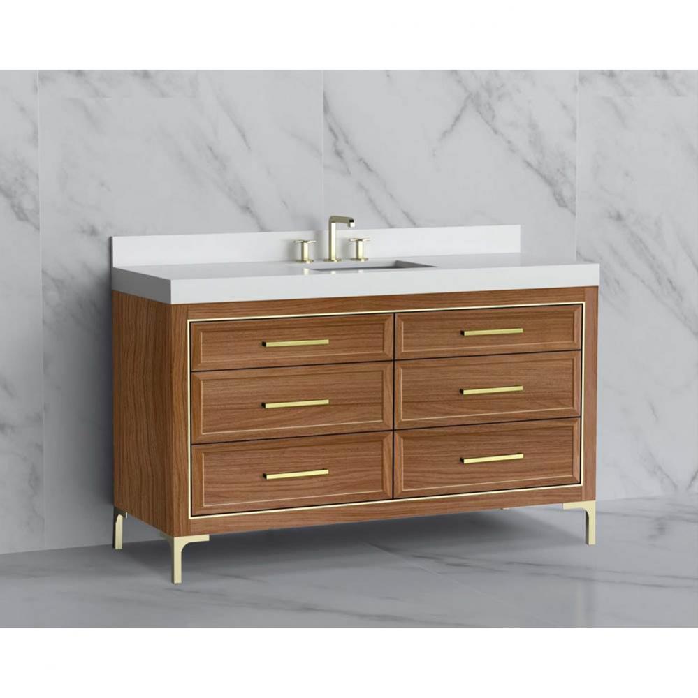 Madeli Vision 60C'' Free standing Vanity Cabinet in Natural Walnut/HW: Handle & Feet