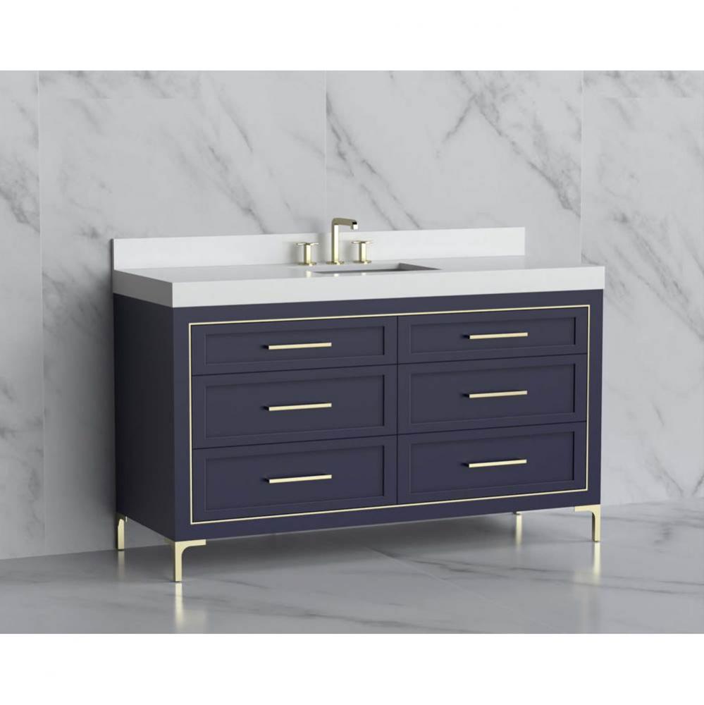 Madeli Vision 60C'' Free standing Vanity Cabinet in Sapphire/HW: Handles/Feet Matte Blac