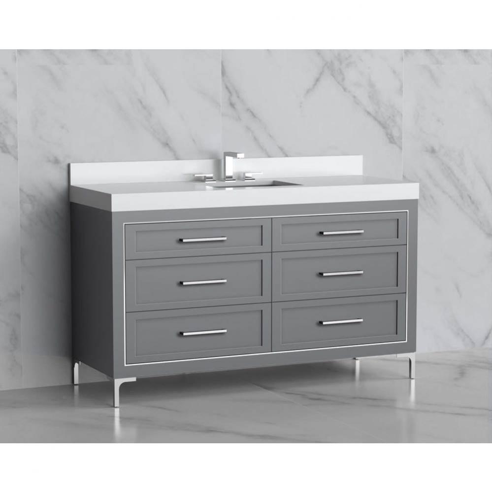 Madeli Vision 60C'' Free standing Vanity Cabinet in Studio Grey/HW: Handles/Feet Polishe
