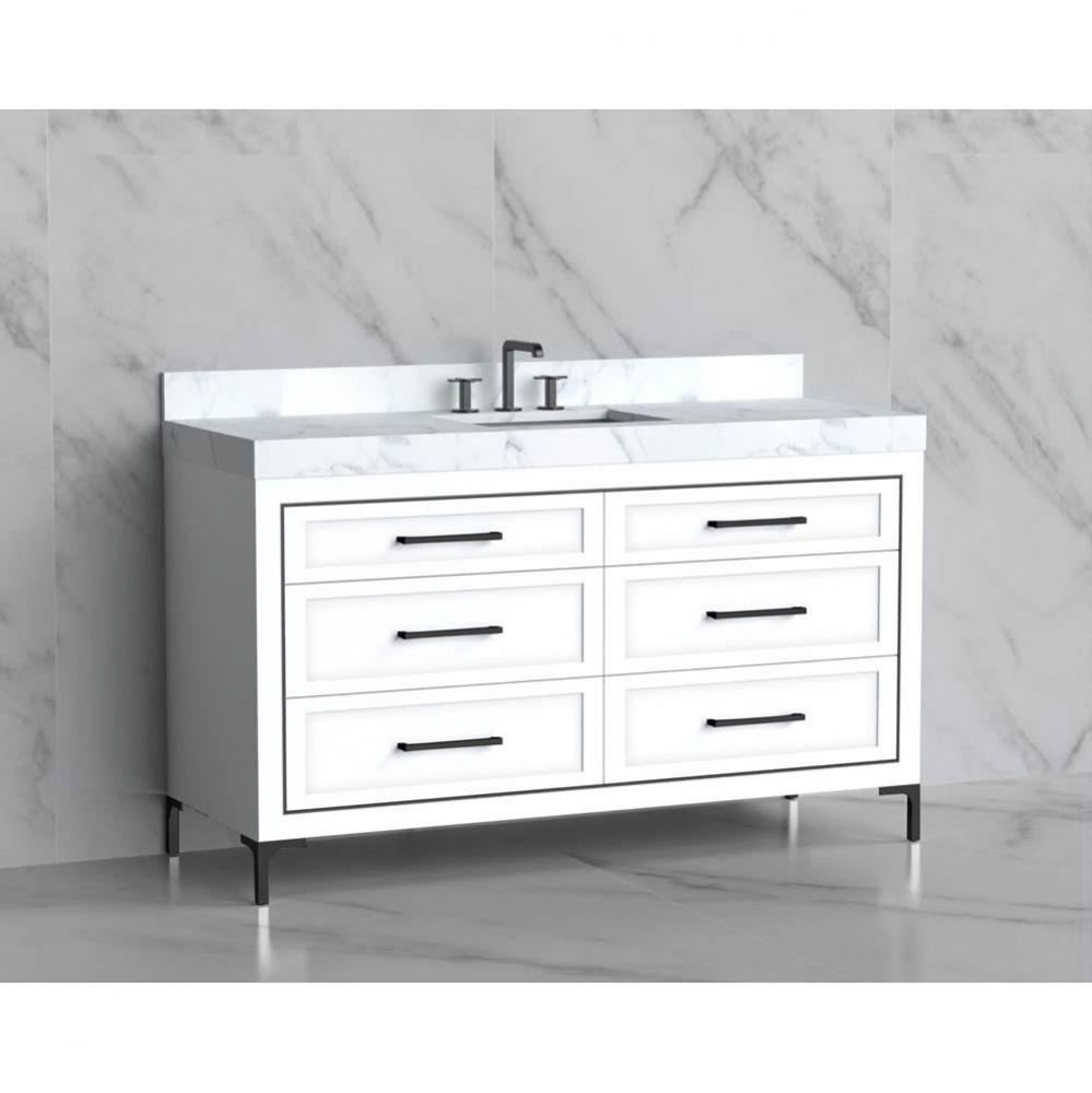 Madeli Vision 60C'' Free standing Vanity Cabinet in White/HW: Handles/Feet Satin Brass(S