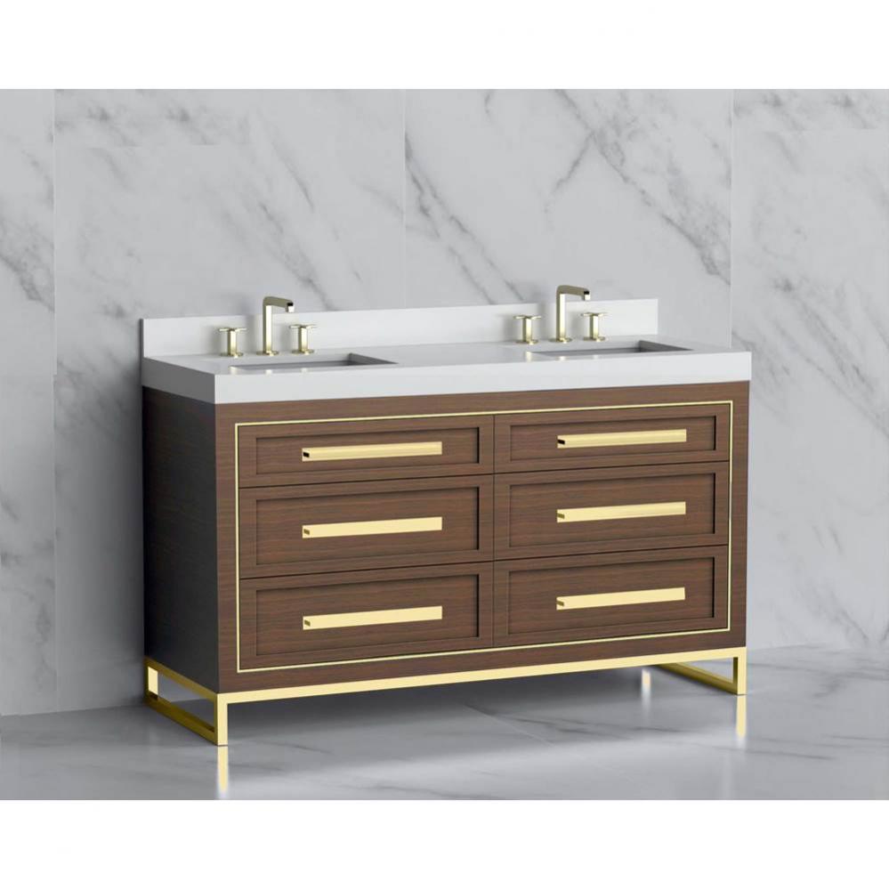 Madeli Vision 60D'' Free standing Vanity Cabinet in Brandy/HW: Handles/Feet Matte Black(