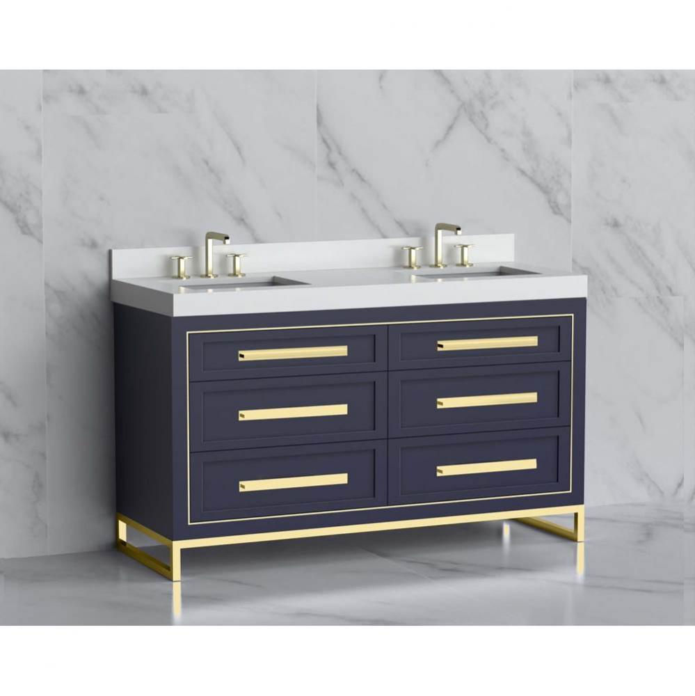 Madeli Vision 60D'' Free standing Vanity Cabinet in Sapphire/HW: Handles/Feet Polished C