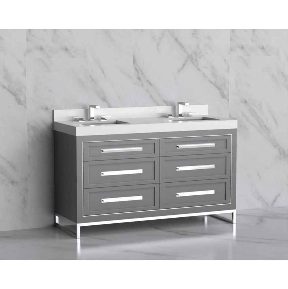 Madeli Vision 60D'' Free standing Vanity Cabinet in Studio Grey/HW: Handles/Feet Matte B