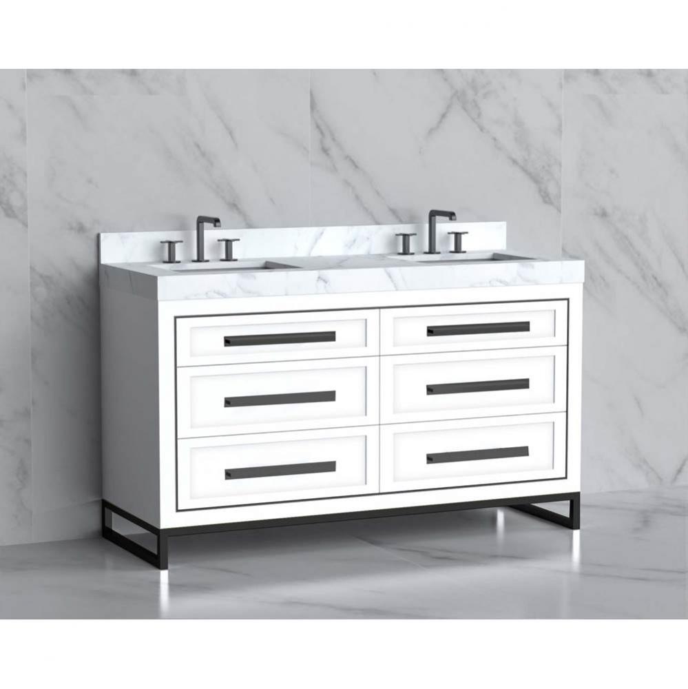 Madeli Vision 60D'' Free standing Vanity Cabinet in White/HW: Handles/Feet Polished Chro