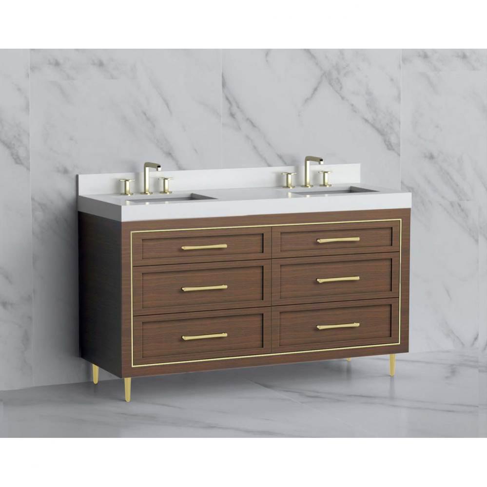 Madeli Vision 60D'' Free standing Vanity Cabinet in Brandy/HW: Handles/Feet Matte Black(