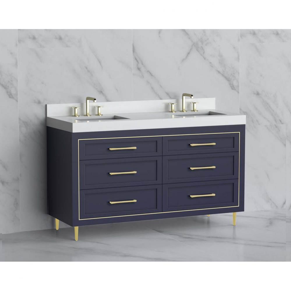 Madeli Vision 60D'' Free standing Vanity Cabinet in Sapphire/HW: Handles/Feet Polished C