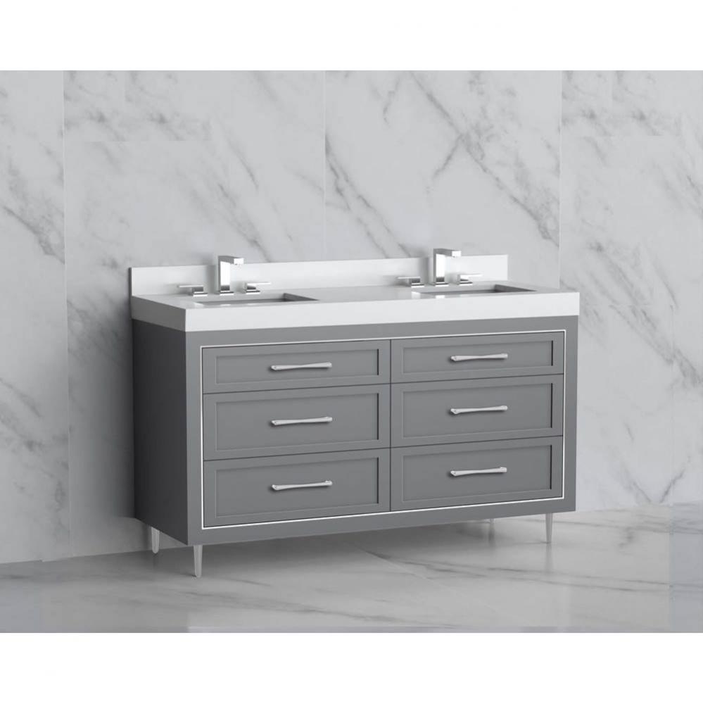 Madeli Vision 60D'' Free standing Vanity Cabinet in Studio Grey/HW: Handles/Feet Polishe