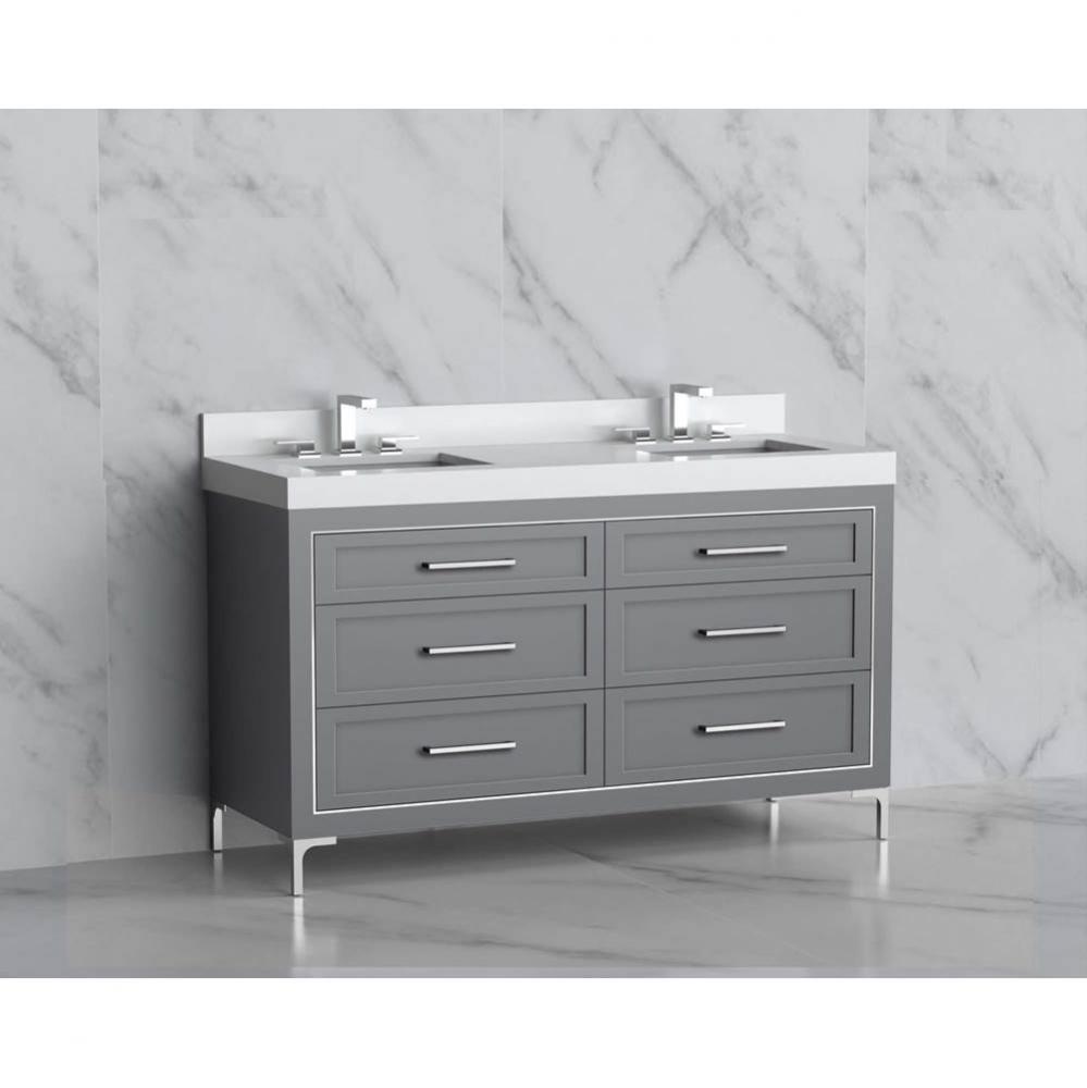 Madeli Vision 60D'' Free standing Vanity Cabinet in Studio Grey/HW: Handles/Feet Polishe