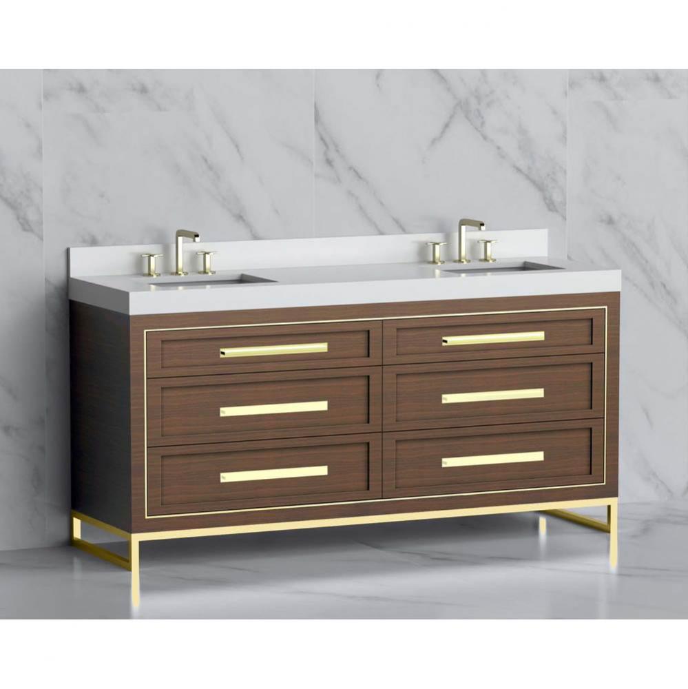 Madeli Vision 72D'' Free standing Vanity Cabinet in Brandy/HW: Handles/Feet Brushed Nick