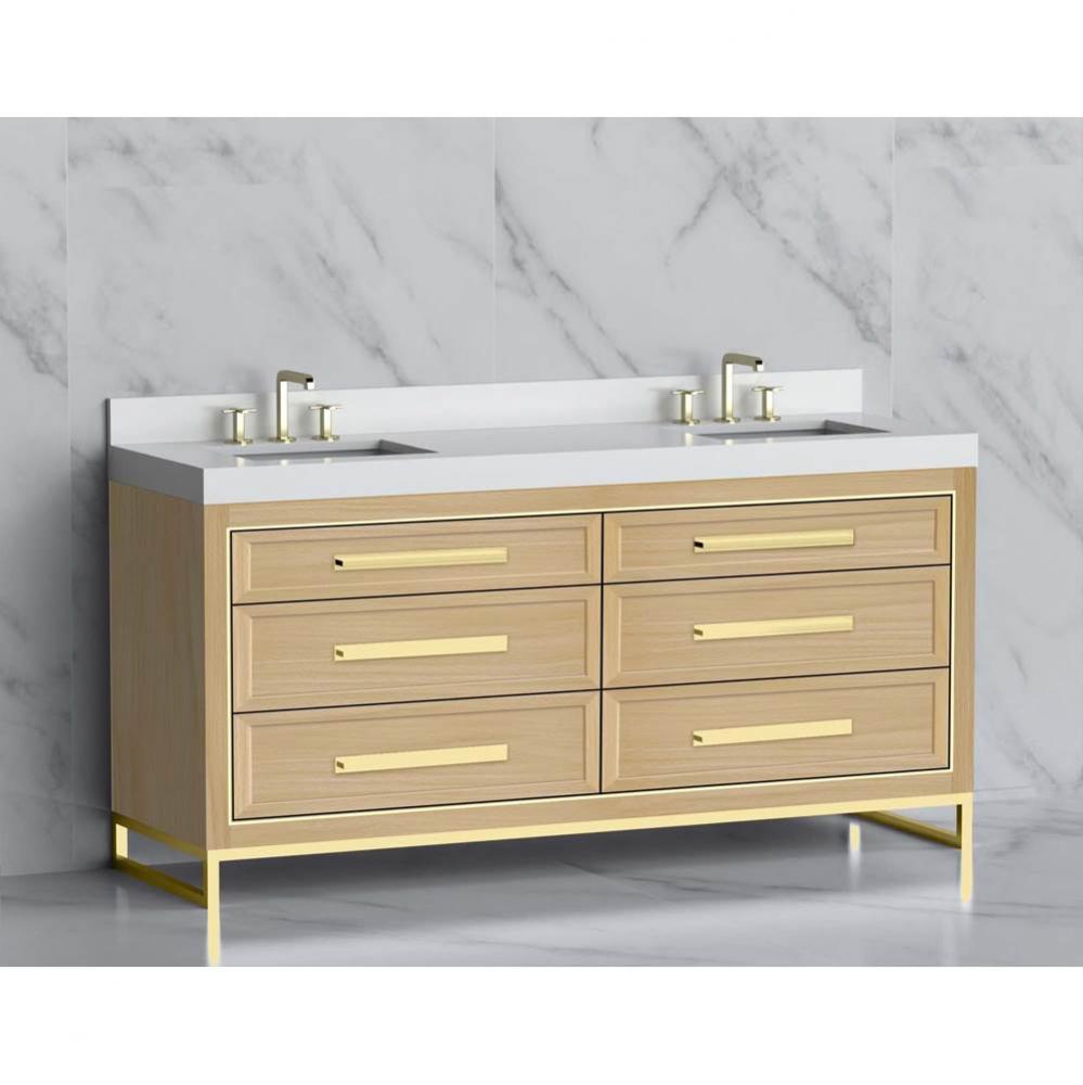 Madeli Vision 72D'' Free standing Vanity Cabinet in Natural Oak/HW: Handle & Feet Po