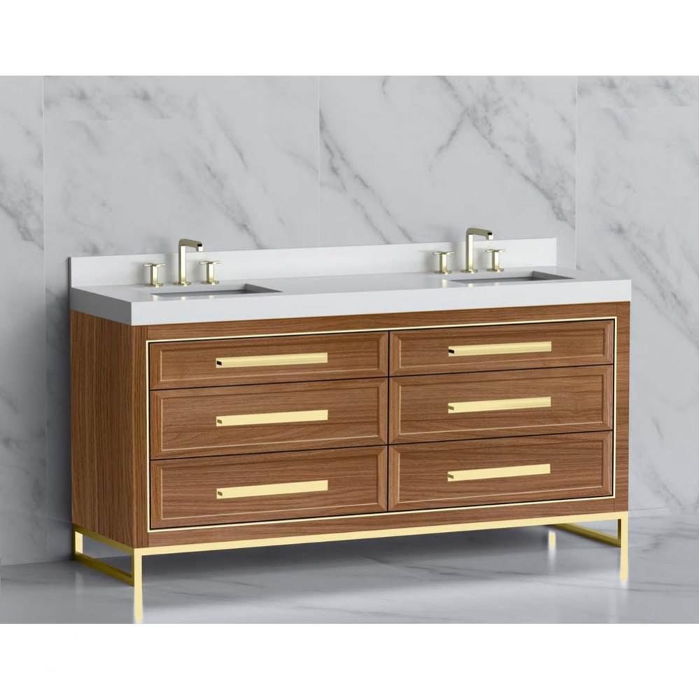 Madeli Vision 72D'' Free standing Vanity Cabinet in Natural Walnut/HW: Handle & Feet