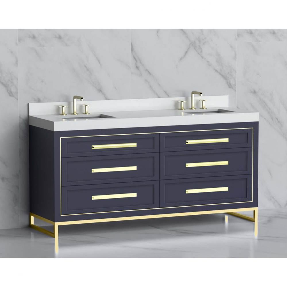 Madeli Vision 72D'' Free standing Vanity Cabinet in Sapphire/HW: Handles/Feet Brushed Ni