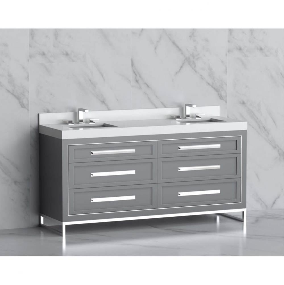 Madeli Vision 72D'' Free standing Vanity Cabinet in Studio Grey/HW: Handles/Feet Matte B