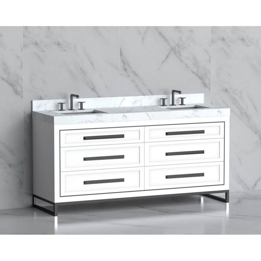 Madeli Vision 72D'' Free standing Vanity Cabinet in White/HW: Handles/Feet Matte Black(M