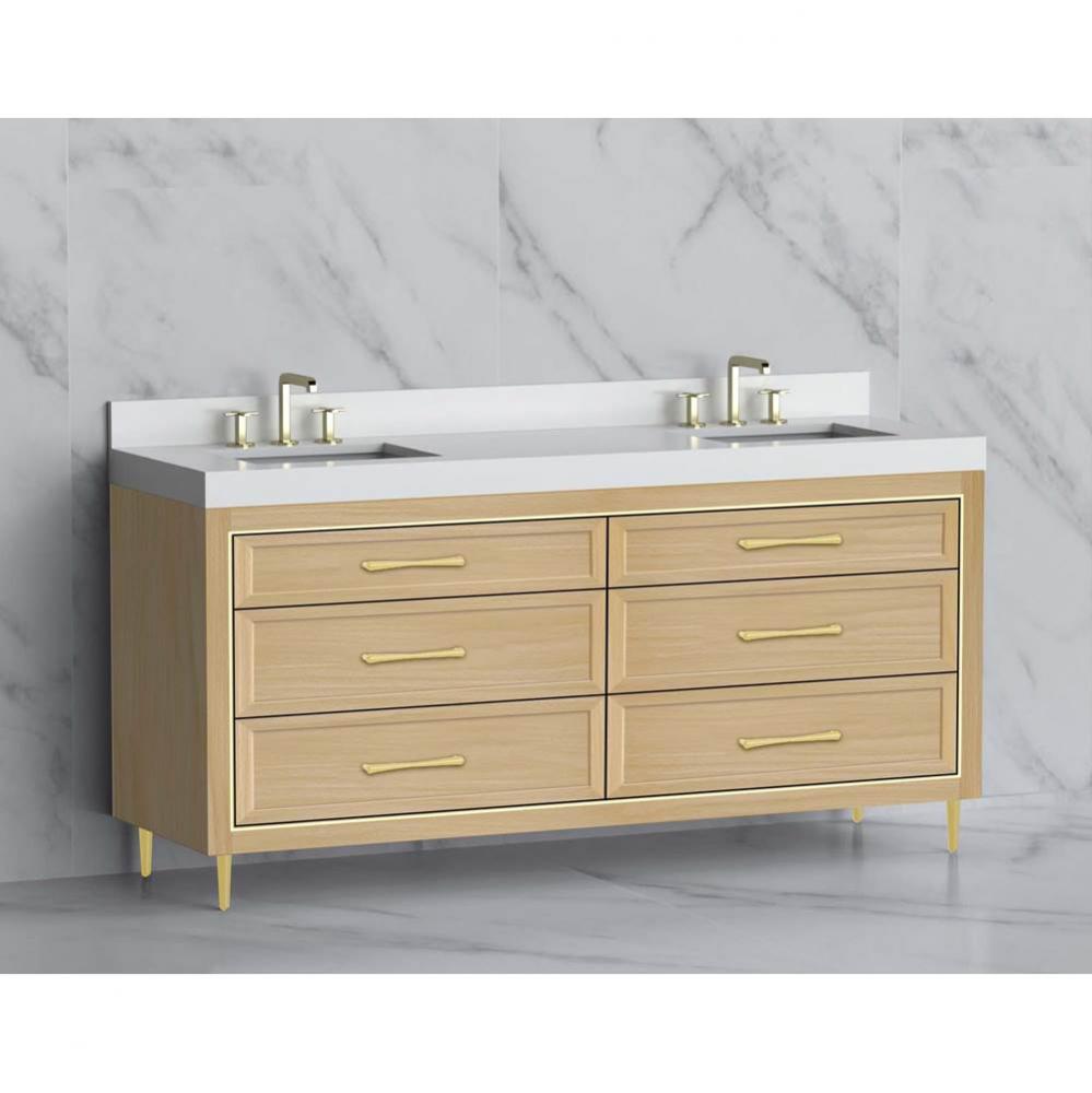 Madeli Vision 72D'' Free standing Vanity Cabinet in Natural Oak/HW: Handle & Feet Po