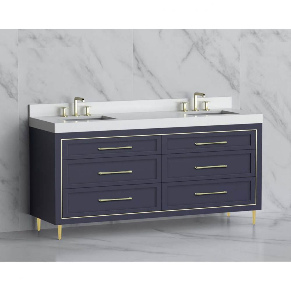 Madeli Vision 72D'' Free standing Vanity Cabinet in Sapphire/HW: Handles/Feet Polished C