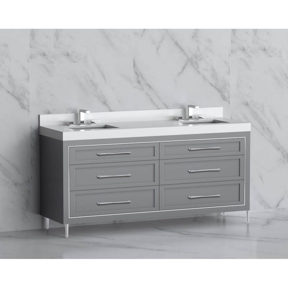 Madeli Vision 72D'' Free standing Vanity Cabinet in Studio Grey/HW: Handles/Feet Matte B