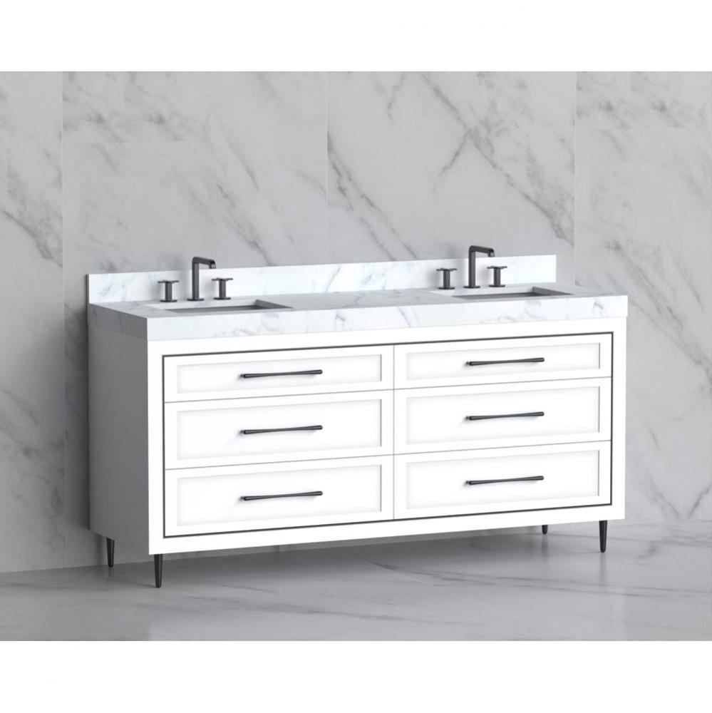 Madeli Vision 72D'' Free standing Vanity Cabinet in White/HW: Handles/Feet Polished Nick
