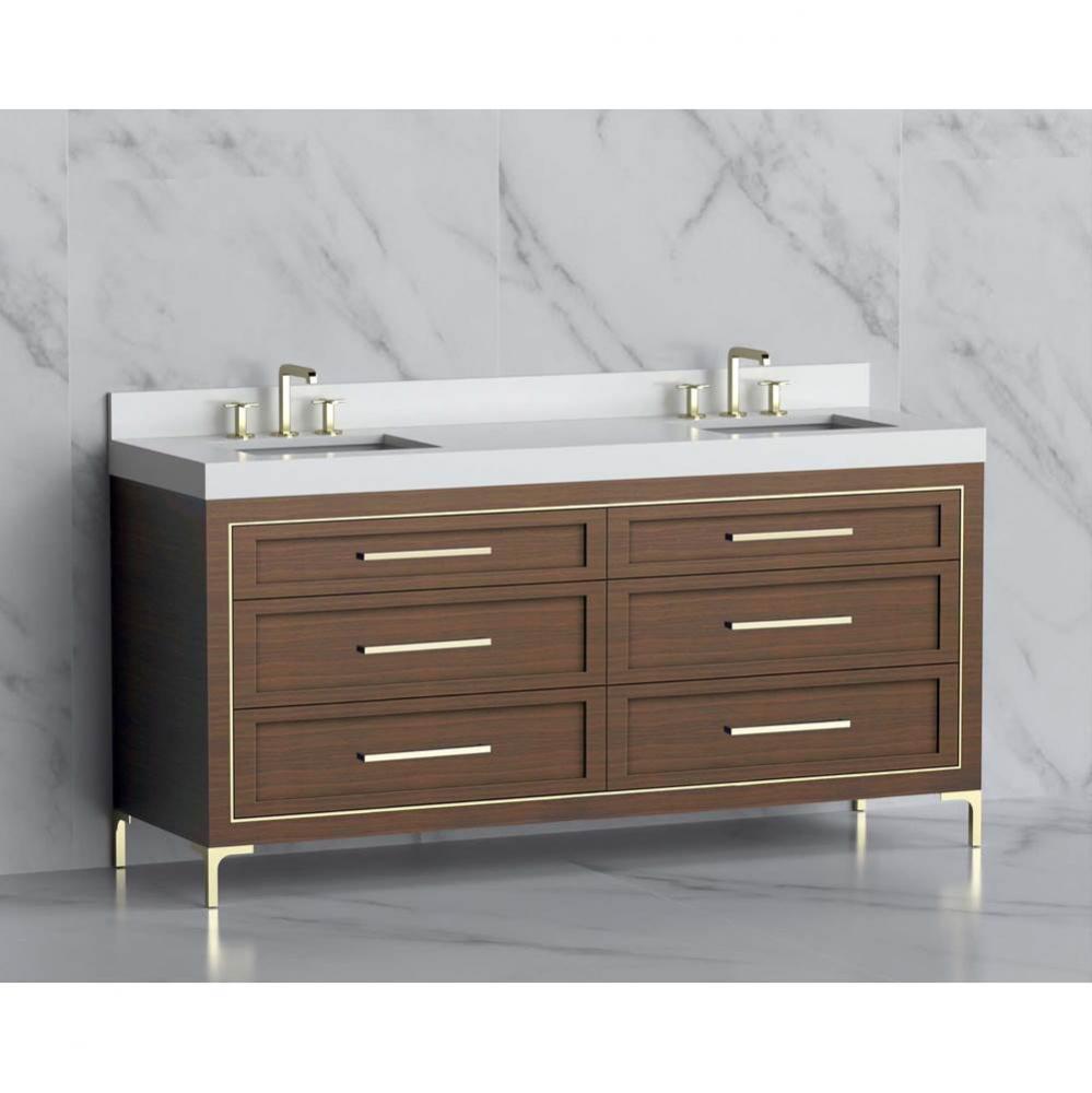 Madeli Vision 72D'' Free standing Vanity Cabinet in Brandy/HW: Handles/Feet Satin Brass(