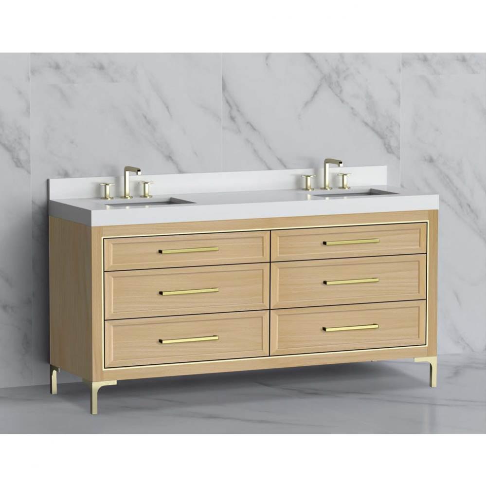 Madeli Vision 72D'' Free standing Vanity Cabinet in Natural Oak/HW:  No Handles - Inlay