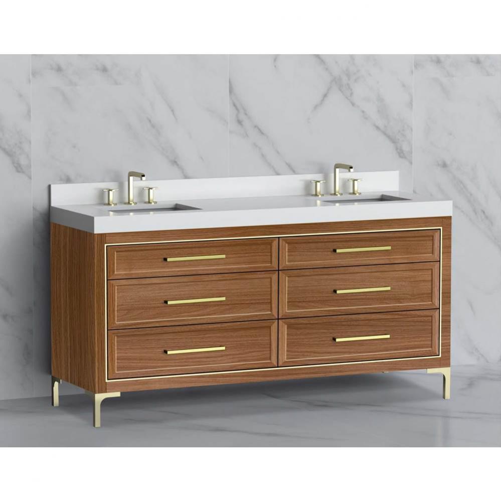 Madeli Vision 72D'' Free standing Vanity Cabinet in Natural Walnut/HW: Handle & Feet