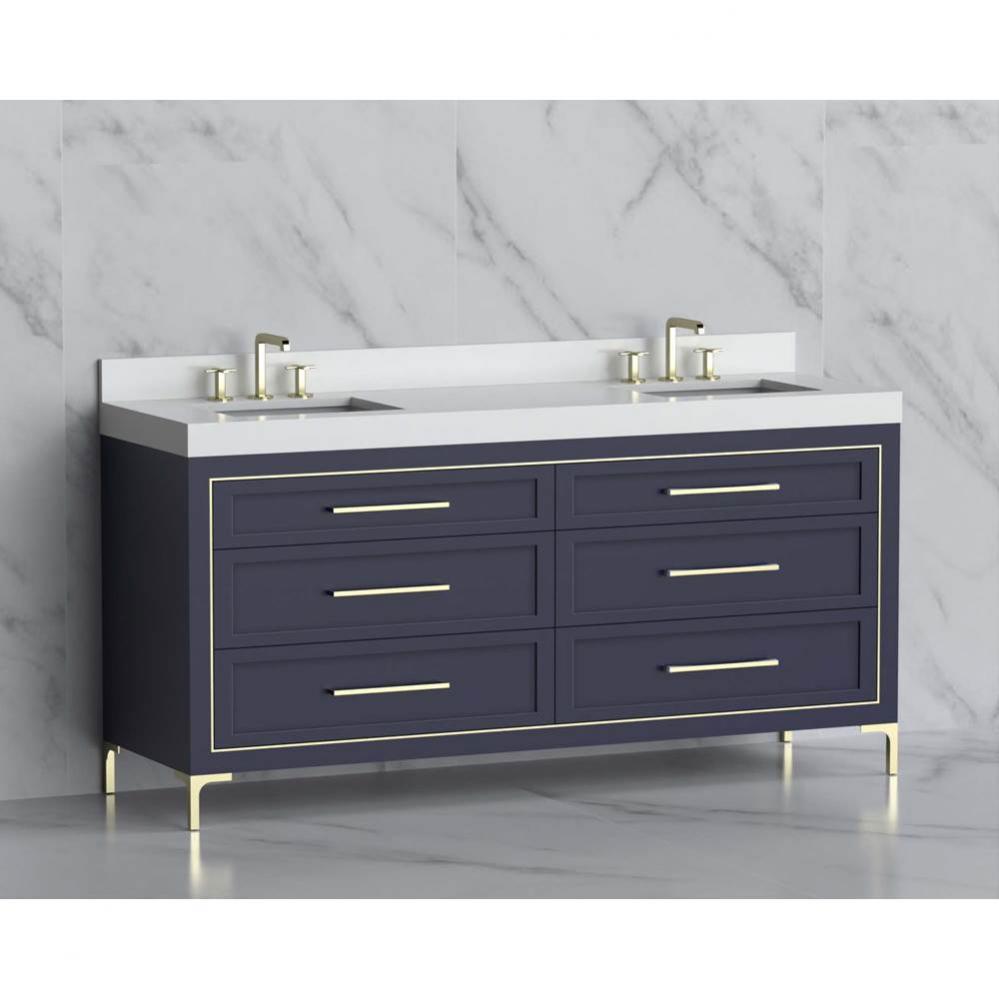 Madeli Vision 72D'' Free standing Vanity Cabinet in Sapphire/HW: Handles/Feet Polished N