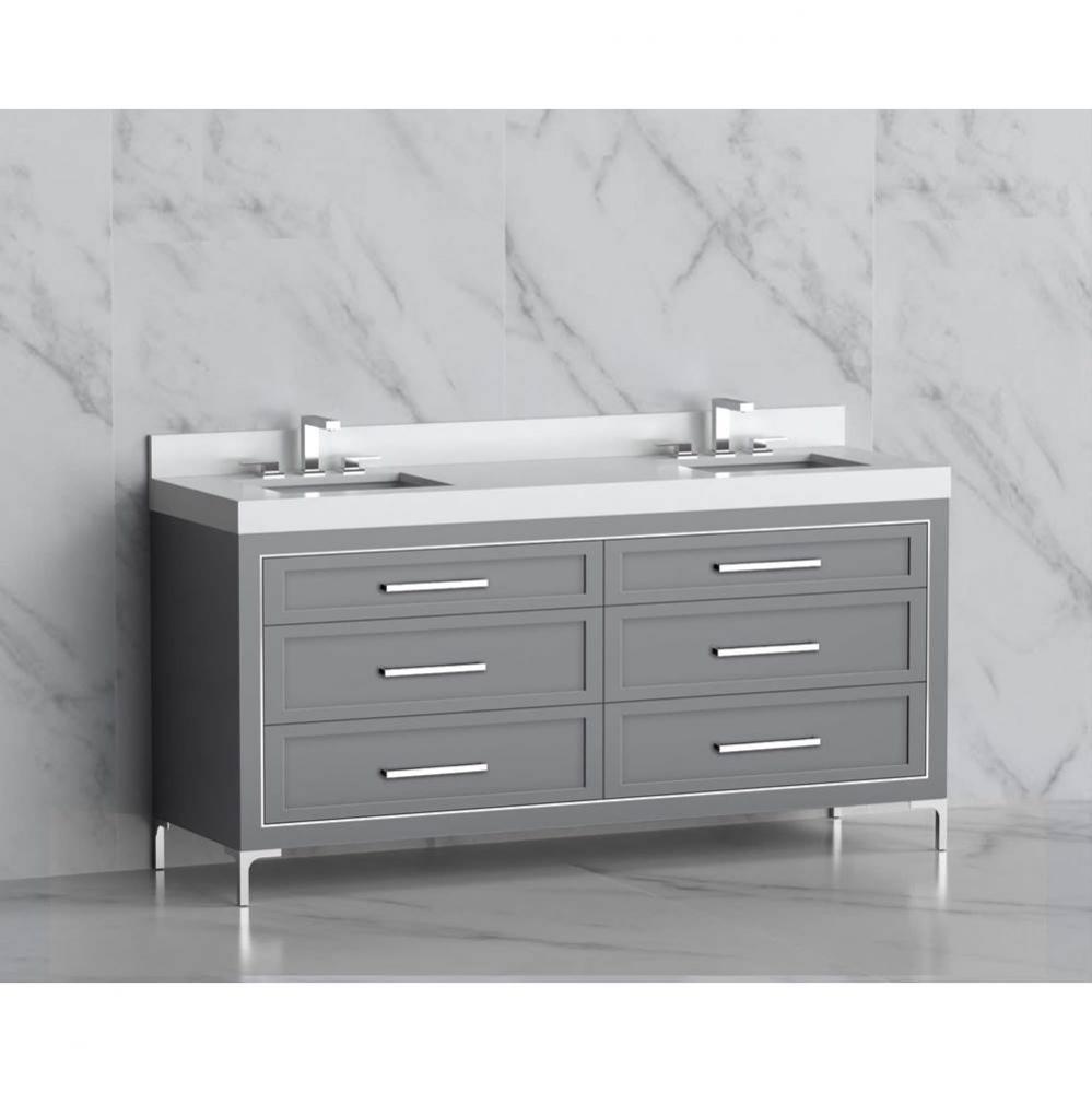 Madeli Vision 72D'' Free standing Vanity Cabinet in Studio Grey/HW: Handles/Feet Satin B