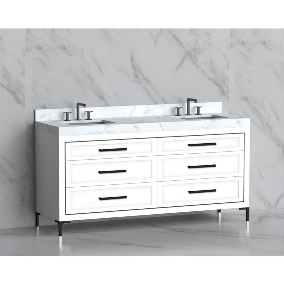 Madeli Vision 72D'' Free standing Vanity Cabinet in White/HW: Handles/Feet Polished Chro