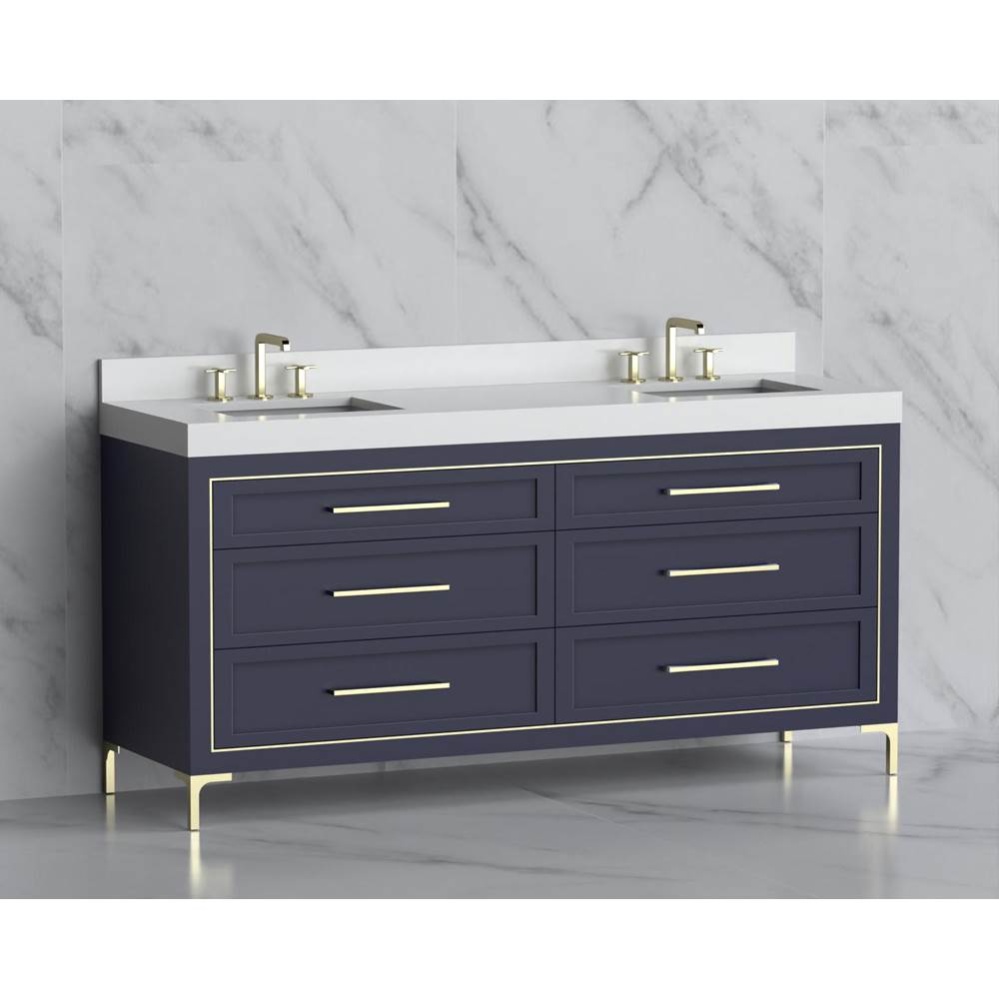 Vision 72D'' Free standing Vanity Cabinet in Sapphire/HW: Handles/Feet Polished Chrome(P