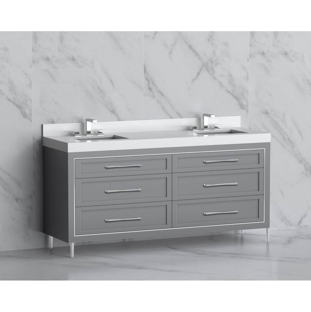 Vision 72D'' Free standing Vanity Cabinet in Studio Grey/HW: Handles/Feet Polished Chrom