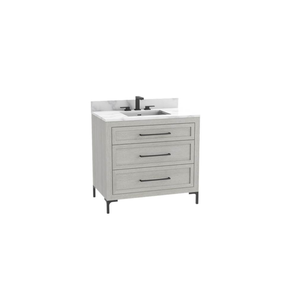 Vision SE 24'' Free standing Vanity Cabinet in Coastal Grey/HW: Handles/Feet Polished Ch