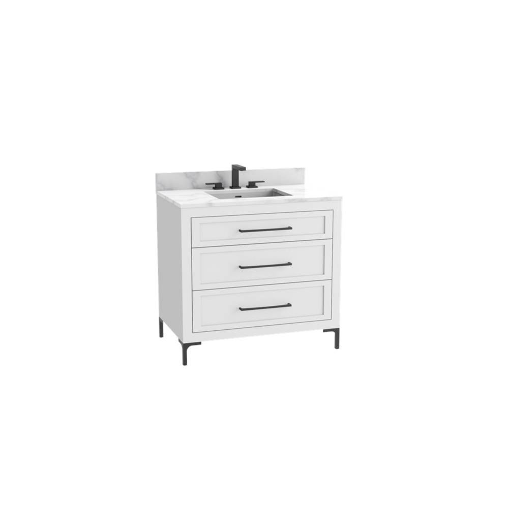 Vision SE 42'' Free standing Vanity Cabinet in White/HW: Handles/Feet Polished Chrome(PC