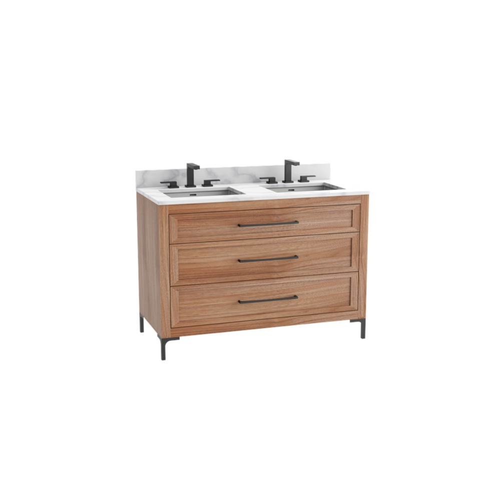 Vision SE 48D'' Free standing Vanity Cabinet in Natural Walnut/HW: Handle & Feet Pol