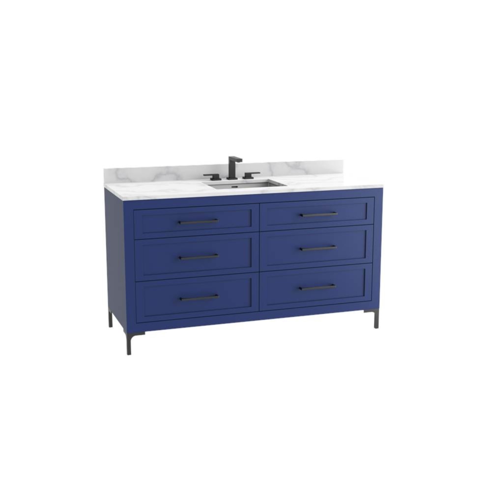 Vision SE 60C'' Free standing Vanity Cabinet in Sapphire/HW: Handles/Feet Polished Chrom