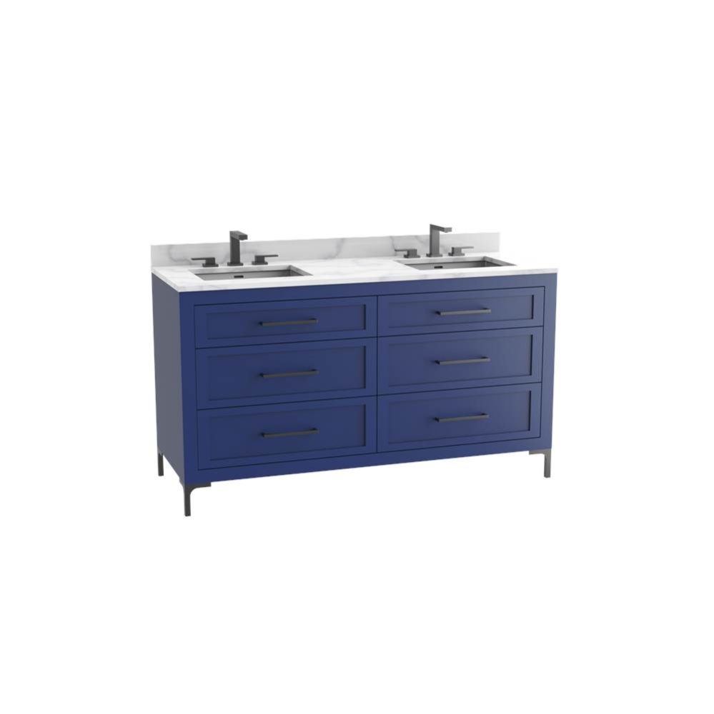 Vision SE 72D'' Free standing Vanity Cabinet in Sapphire/HW: Handles/Feet Polished Chrom