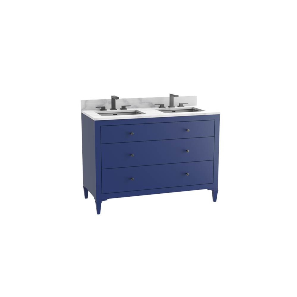 Legacy 48D'' Free standing Vanity Cabinet in Sapphire/HW: No Handles