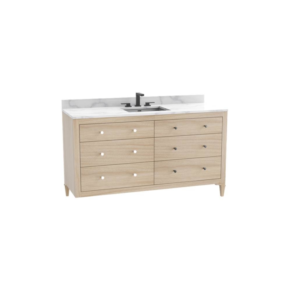Legacy 60C'' Free standing Vanity Cabinet in Natural Oak/HW: No Handles