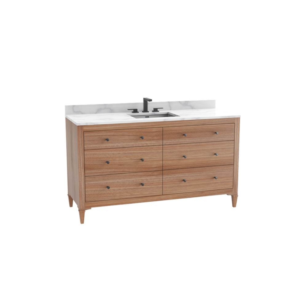 Legacy 60C'' Free standing Vanity Cabinet in Natural Walnut/HW: No Handles